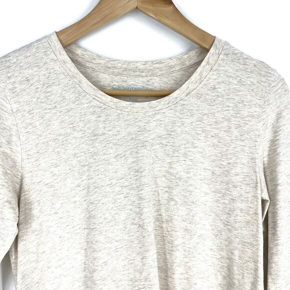 Soft Surroundings Tee Size XS Womens Oatmeal T Shirt Stretch Knit Crew Neck - Picture 2 of 6